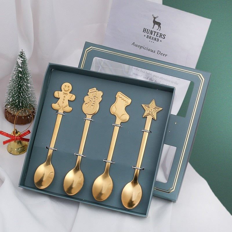 Viskana 4Pcs Christmas Best Wishes Tableware Set