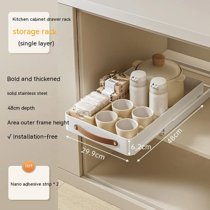 Viskana Stainless Store Kitchen Cabinet Pull-Out Sliding Organizer