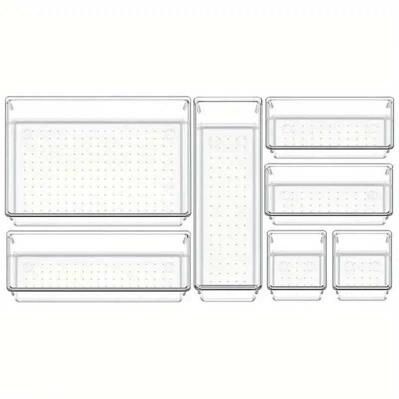 Viskana Clearyx Organizer Set | 18-piece Transparent | Modular & Stackable | For Bathroom, Kitchen & Office