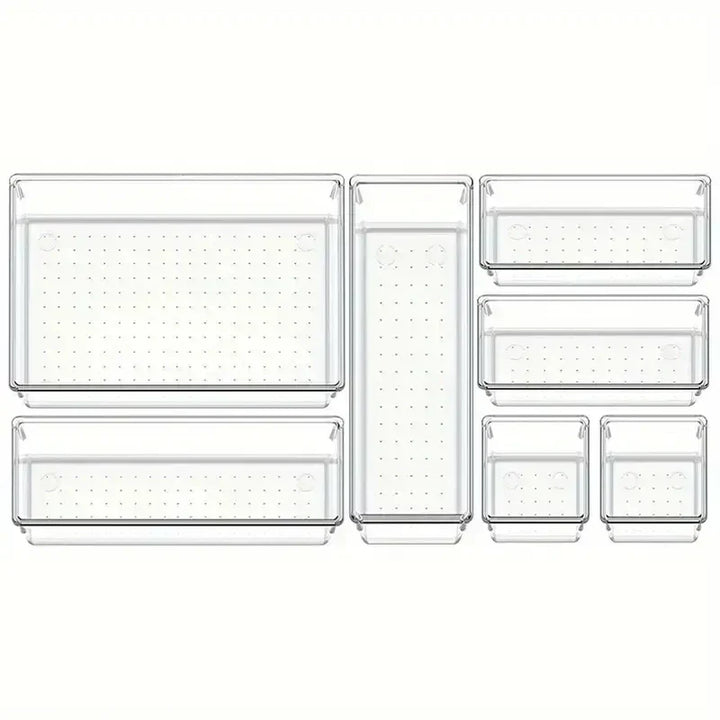 Viskana Clearyx Organizer Set | 18-piece Transparent | Modular & Stackable | For Bathroom, Kitchen & Office