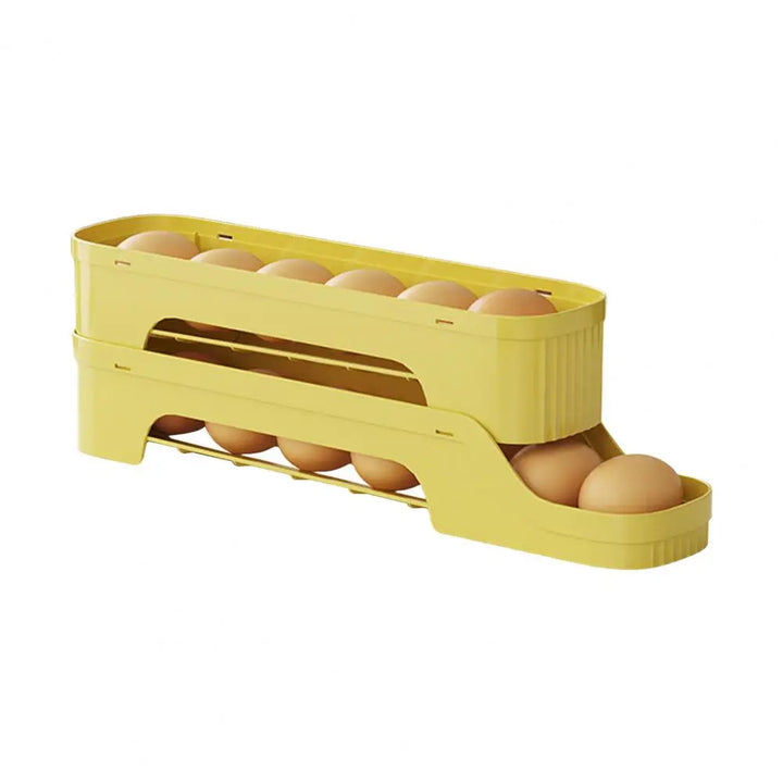 Viskana Egg Box RolloMaxx | 4-Tier Egg Organizer | Space-Saving & Self-Rolling | Transparent Design