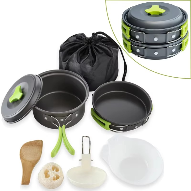 Viskana Portable Camping Cookware Set with Foldable Tableware and Storage Bag