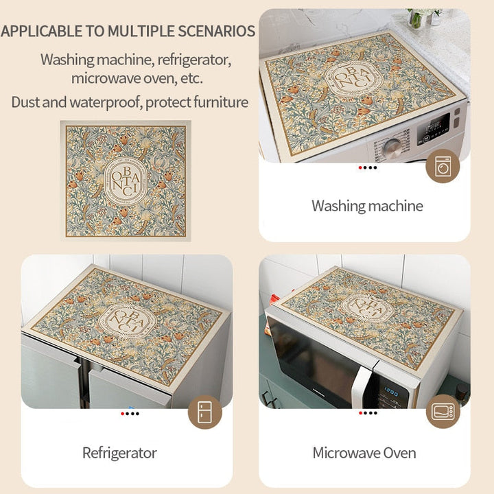 Viskana Retro Floral Washing Machine Cover Drainer Mat