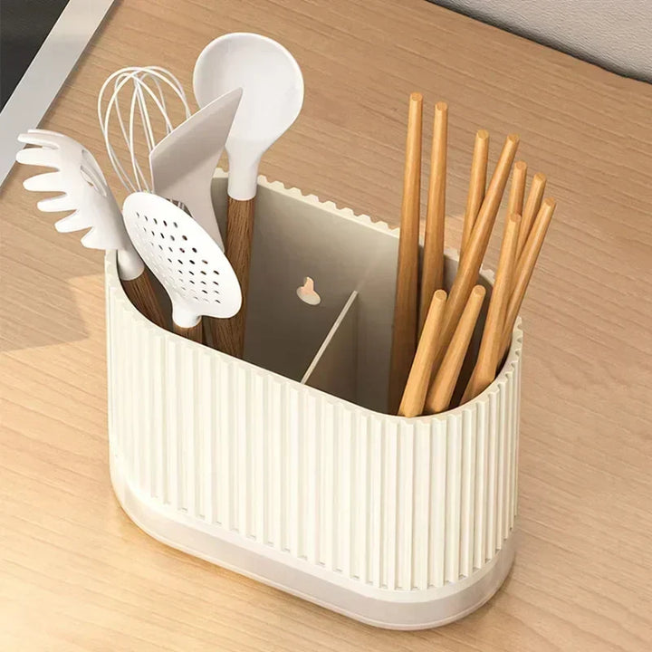 Viskana Cutlery Organizer Duo | Wall-Mountable Cutlery Holder | No Drilling | Draining Function | 16.5 × 8.5 × 12.5 cm