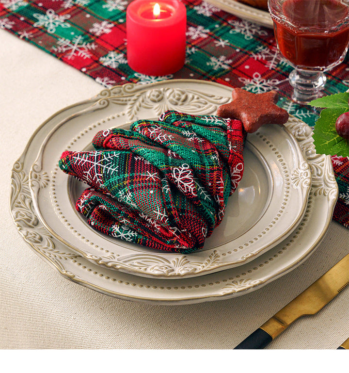 Plaid Fabric Christmas Dining Table Runner