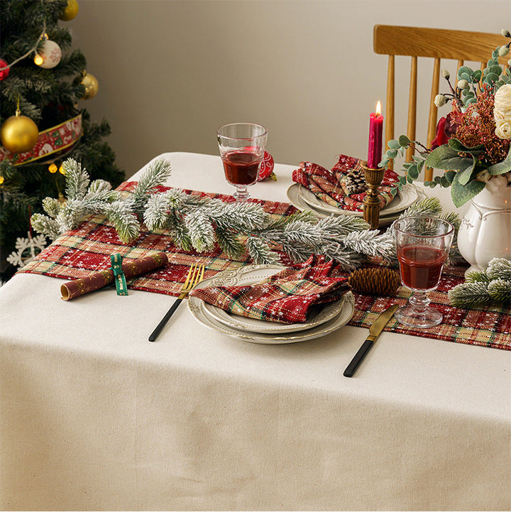 Plaid Fabric Christmas Dining Table Runner