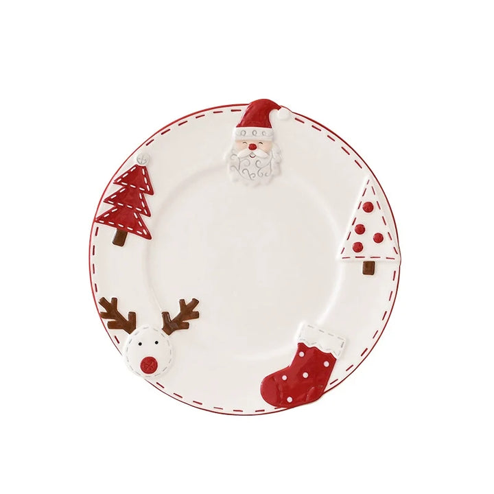 Santa Claus Ceramic Round Dinner Plate