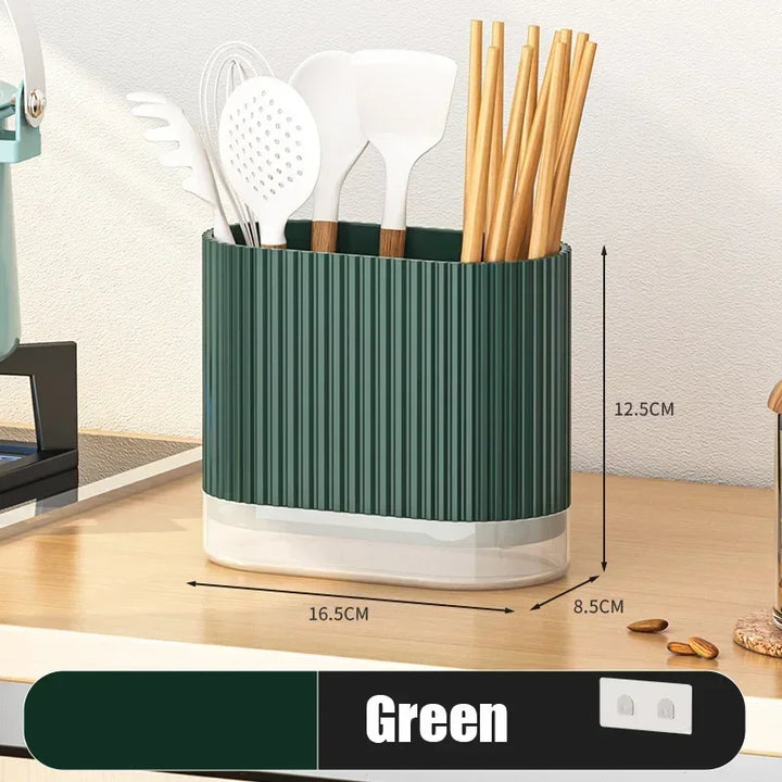 Viskana Ordina Wall bracket Cutlery holder Kitchen | No drilling | Spoon & chopstick box with drainage | Space-saving organizer made of plastic