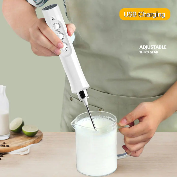 Viskana 3 In 1 Electric Milk Frother Rechargeable Milk Frother Handheld Frothing Device High Speeds Milk Frother Drink Mixer Coffee