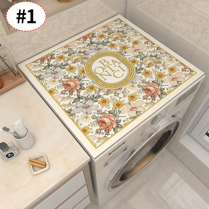 Viskana Retro Floral Washing Machine Cover Drainer Mat