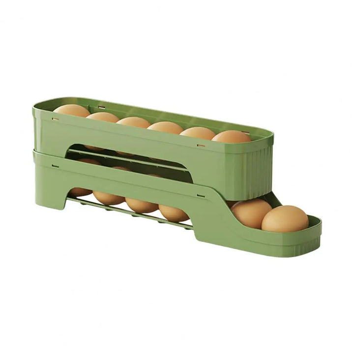 Viskana Egg Box RolloMaxx | 4-Tier Egg Organizer | Space-Saving & Self-Rolling | Transparent Design