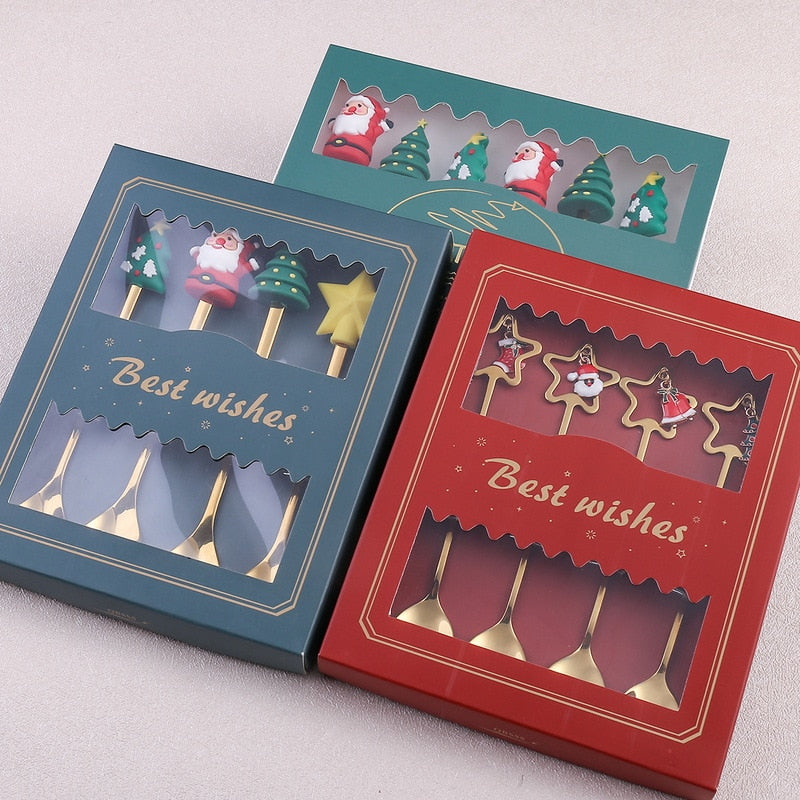 Viskana 4Pcs Christmas Best Wishes Tableware Set
