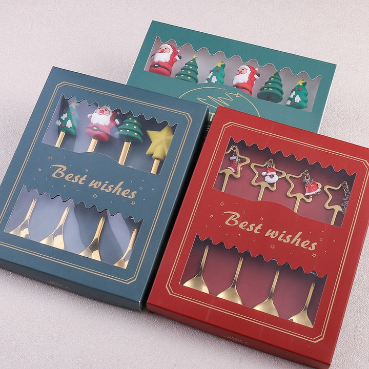 Viskana 4Pcs Christmas Best Wishes Tableware Set