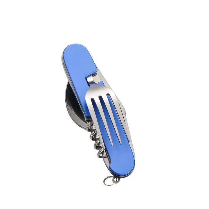 Viskana 4-in-1 Outdoor Cutlery Set Camplico | Foldable Spoon, Fork, Knife & Bottle Opener | Stainless Steel & Compact | For Camping & Travel