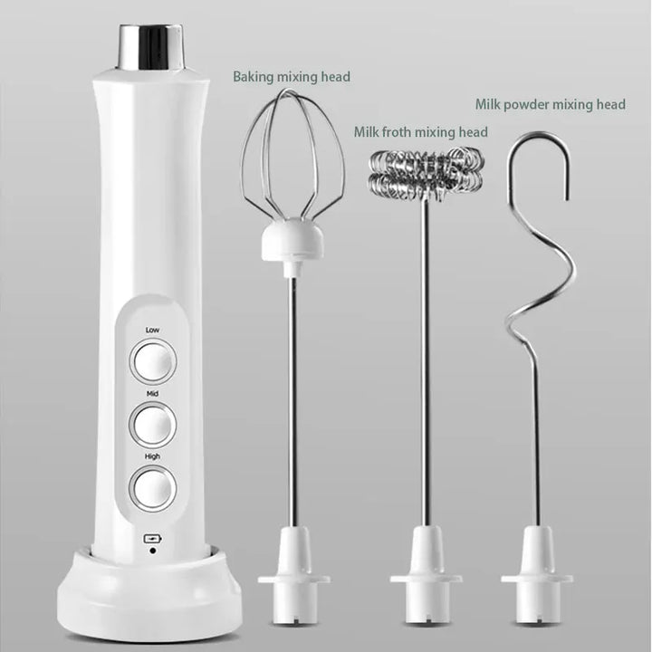 Viskana 3 In 1 Electric Milk Frother Rechargeable Milk Frother Handheld Frothing Device High Speeds Milk Frother Drink Mixer Coffee