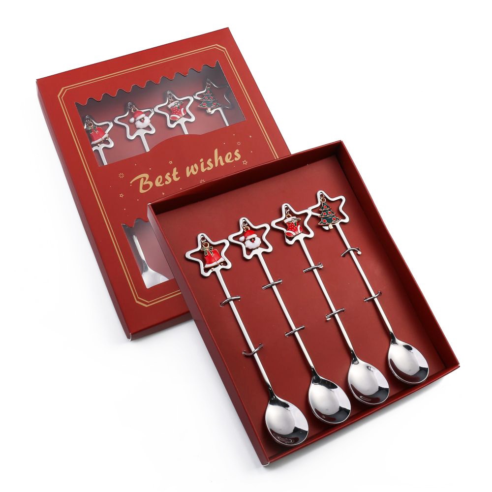 Viskana 4Pcs Christmas Best Wishes Tableware Set