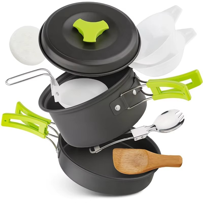 Viskana Portable Camping Cookware Set with Foldable Tableware and Storage Bag