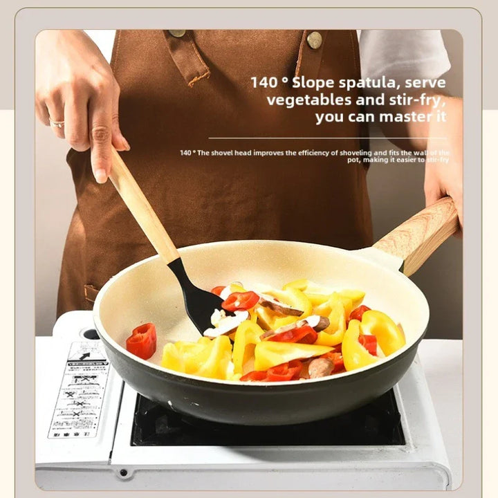 Viskana Culinora Silicone Kitchen Utensils Set | Heat Resistant up to 230 °C | 12-piece with Wooden Handles | Whisk, Spatula, Tongs & more