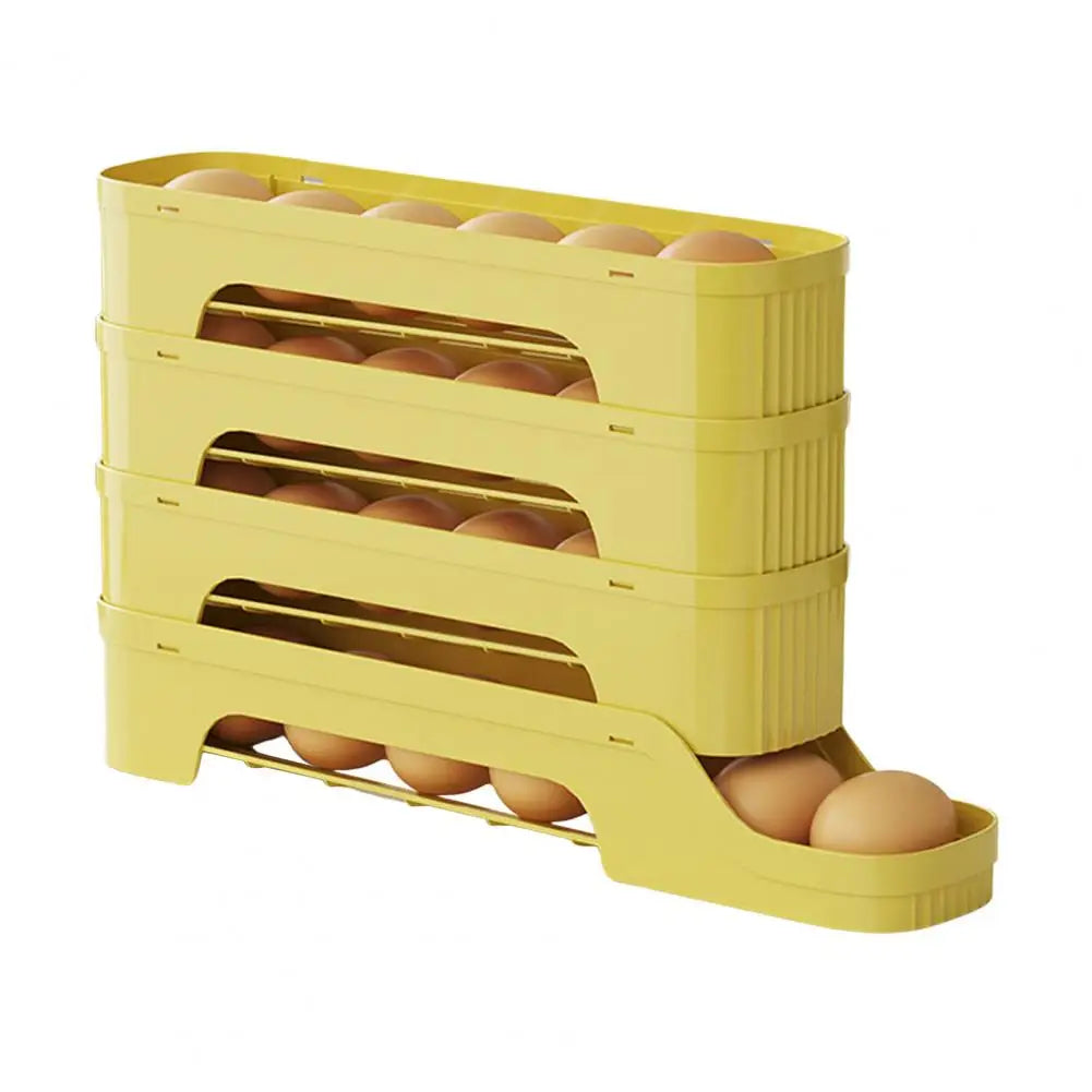 Viskana Egg Box RolloMaxx | 4-Tier Egg Organizer | Space-Saving & Self-Rolling | Transparent Design