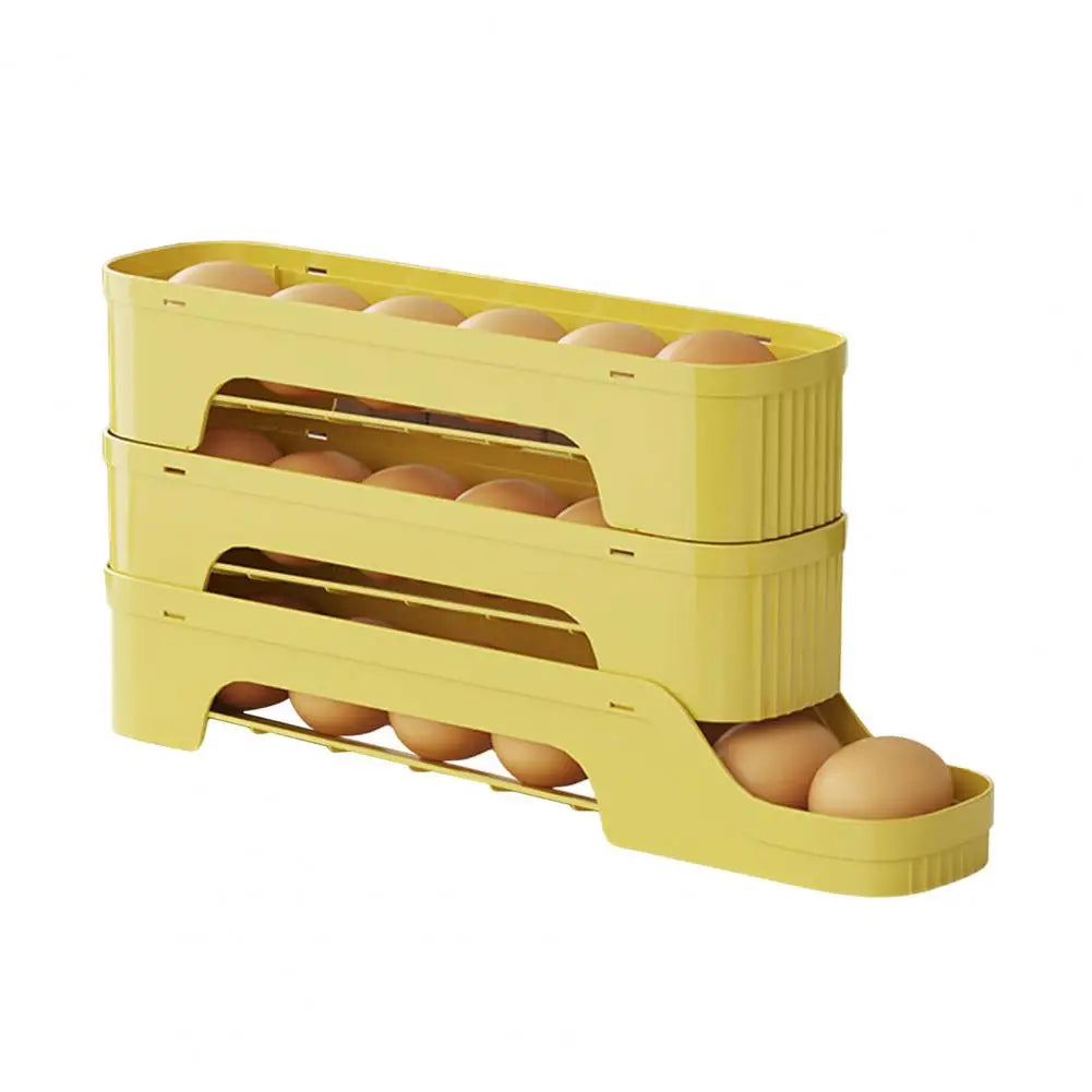 Viskana Egg Box RolloMaxx | 4-Tier Egg Organizer | Space-Saving & Self-Rolling | Transparent Design