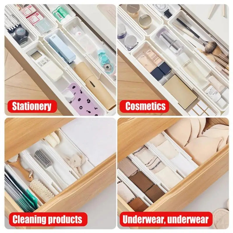 Viskana FlexiSort Cutlery Tray | Expandable Cutlery Organizer | Flexible & Space-Saving | White