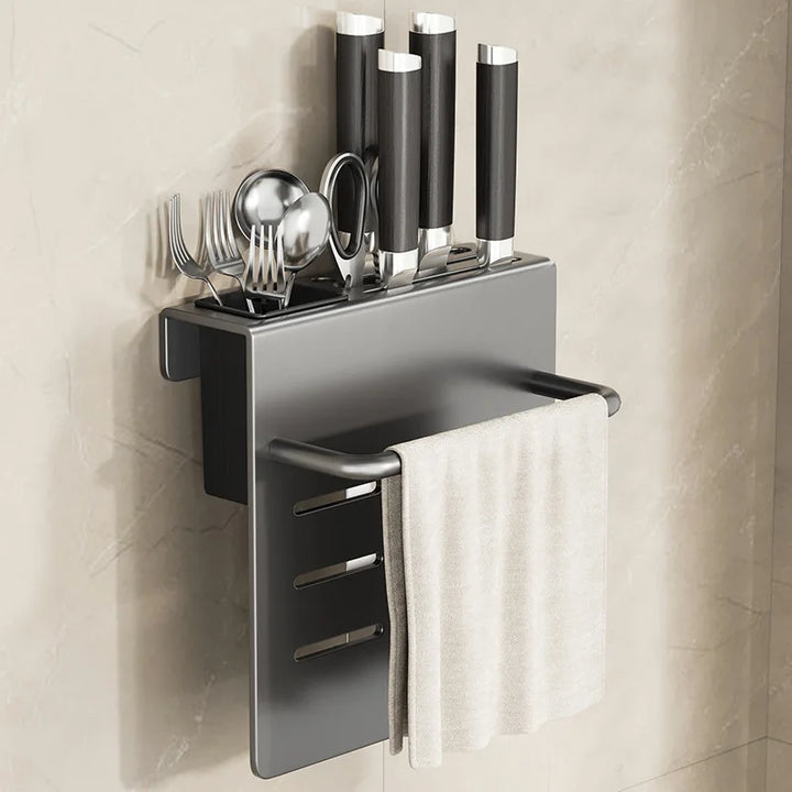 ChefSpace Wall-mounted Knife Holder with Cutting Board Storage – Stainless Steel Viskana