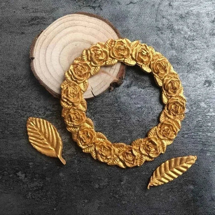Viskana DekoMould Silicone Mold Rosette & Leaves | For Fondant, Chocolate & Sugar Paste | Finest Baking Decoration & Frame Designs