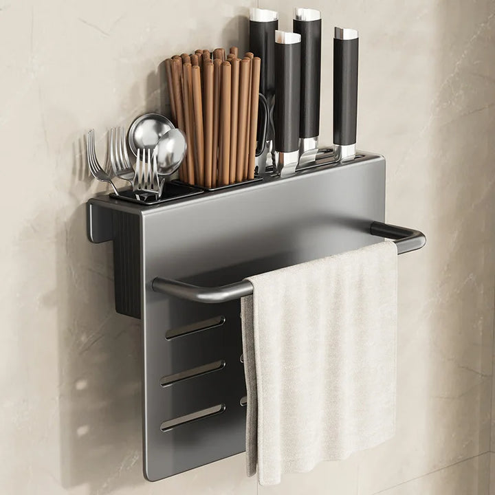 ChefSpace Wall-mounted Knife Holder with Cutting Board Storage – Stainless Steel Viskana