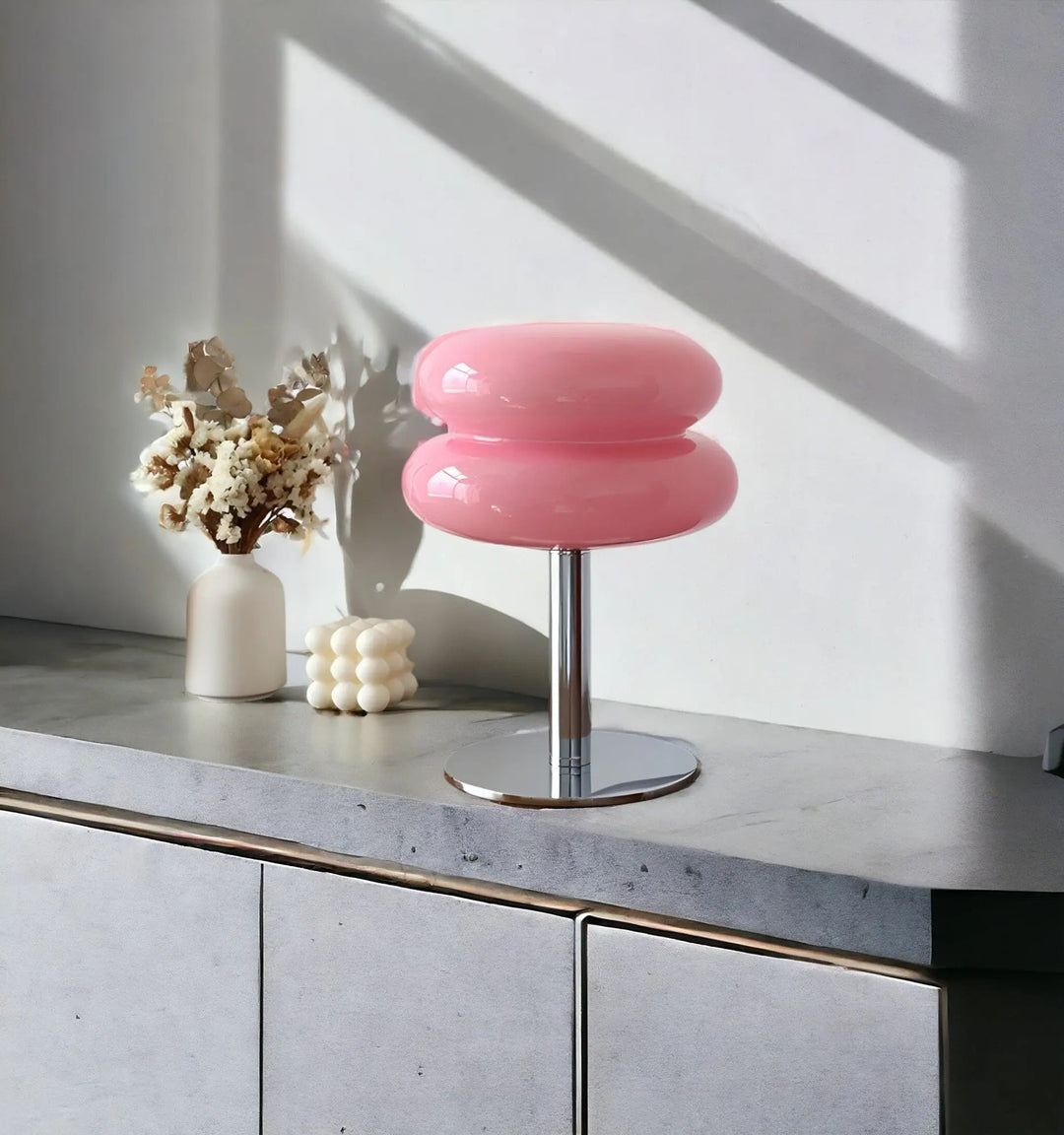 Viskana Elegant Macaron Glass Table Lamp with USB - 3 Light Colors