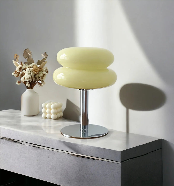 Viskana Elegant Macaron Glass Table Lamp with USB - 3 Light Colors