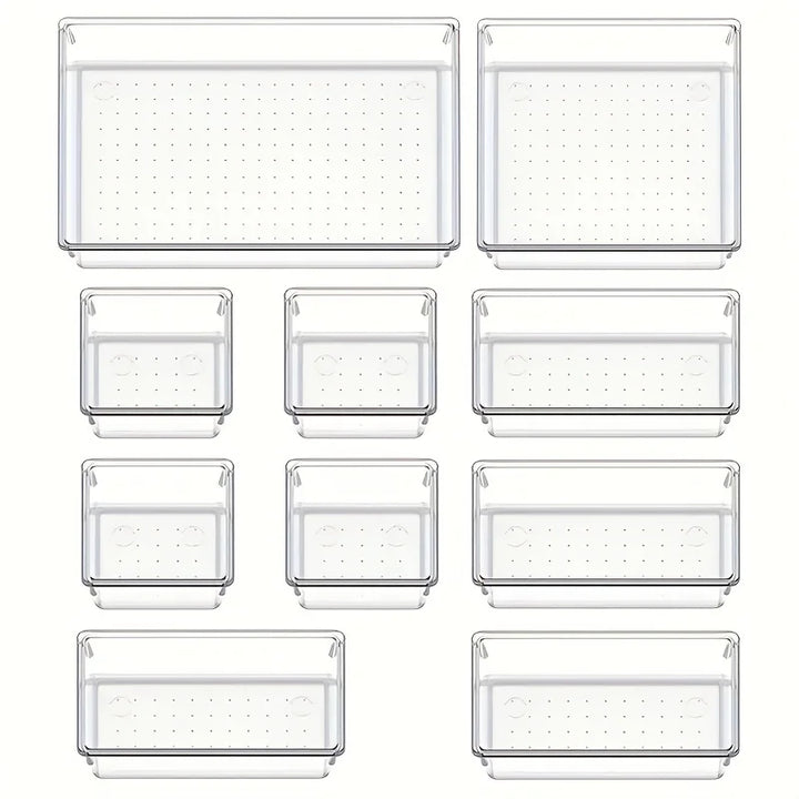 Viskana Clearyx Organizer Set | 18-piece Transparent | Modular & Stackable | For Bathroom, Kitchen & Office