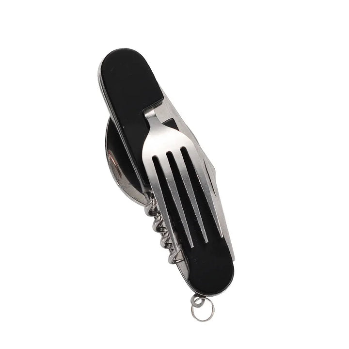Viskana 4-in-1 Outdoor Cutlery Set Camplico | Foldable Spoon, Fork, Knife & Bottle Opener | Stainless Steel & Compact | For Camping & Travel