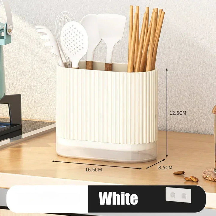 Viskana Cutlery Organizer Duo | Wall-Mountable Cutlery Holder | No Drilling | Draining Function | 16.5 × 8.5 × 12.5 cm