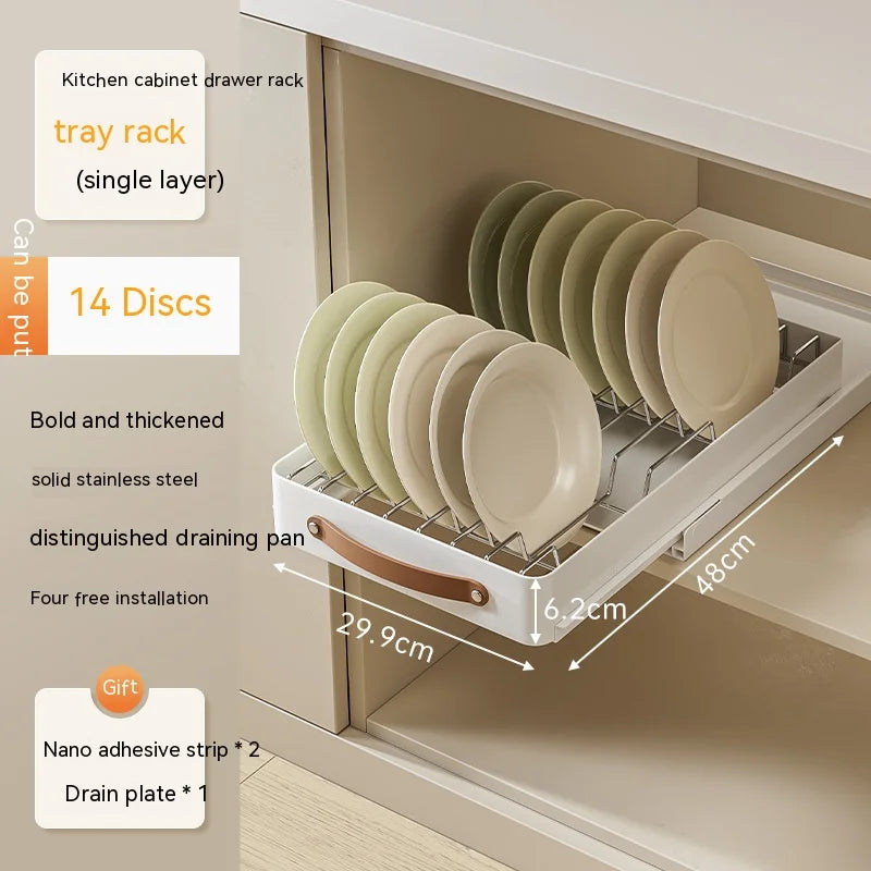 Viskana Stainless Store Kitchen Cabinet Pull-Out Sliding Organizer