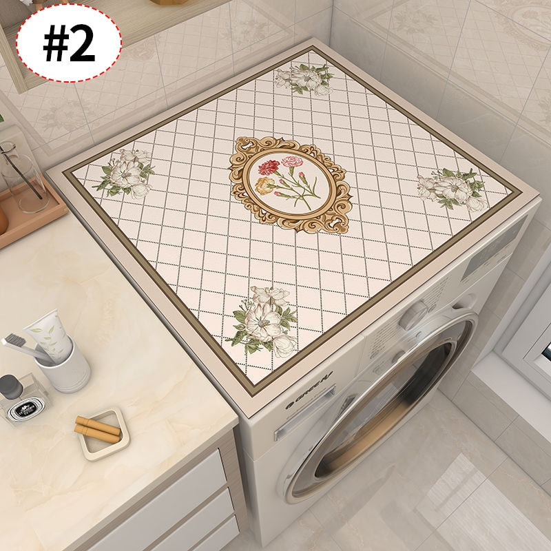 Viskana Retro Floral Washing Machine Cover Drainer Mat