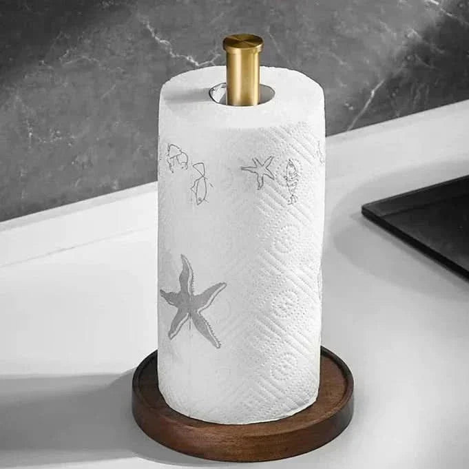 Viskana Walnut Wood Paper Towel Holder Stand