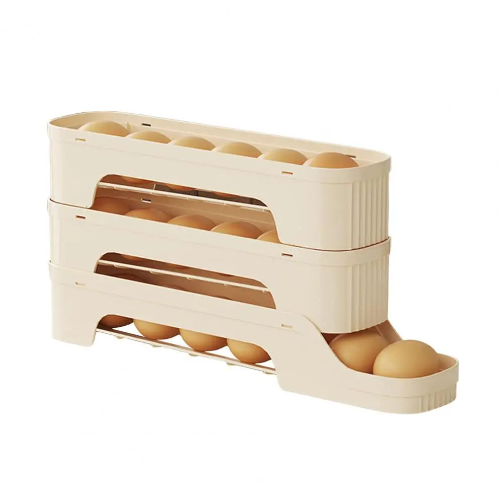 Viskana Egg Box RolloMaxx | 4-Tier Egg Organizer | Space-Saving & Self-Rolling | Transparent Design