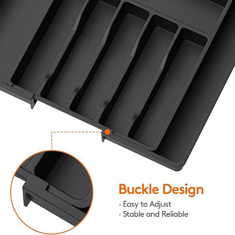 Viskana Modulora Cutlery Drawer Insert | Expandable Cutlery Organizer | Adjustable Storage System Made of PP | 38×35 cm