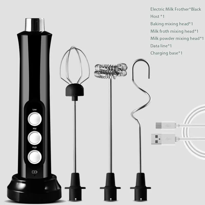 Viskana 3 In 1 Electric Milk Frother Rechargeable Milk Frother Handheld Frothing Device High Speeds Milk Frother Drink Mixer Coffee