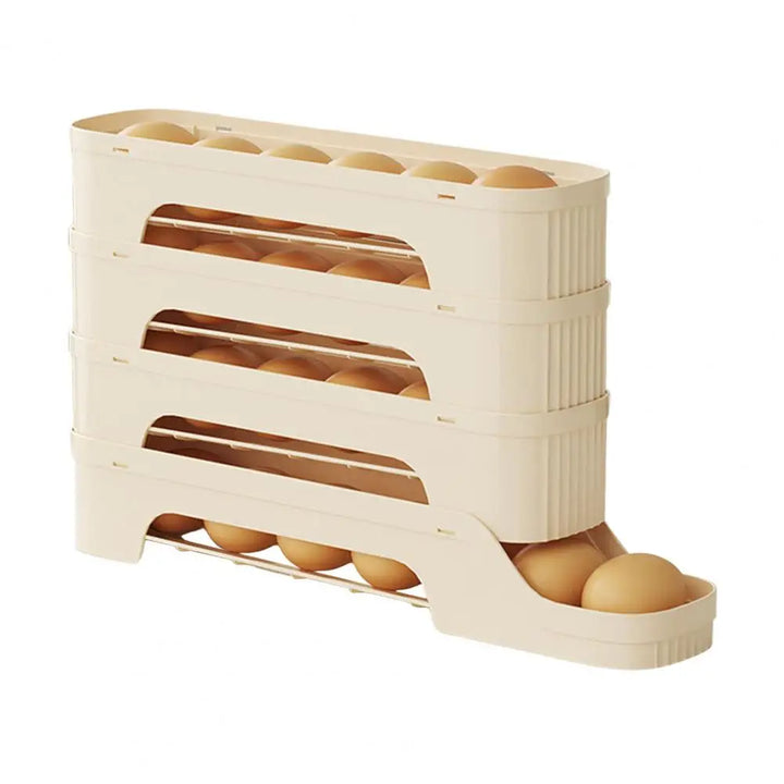 Viskana Egg Box RolloMaxx | 4-Tier Egg Organizer | Space-Saving & Self-Rolling | Transparent Design