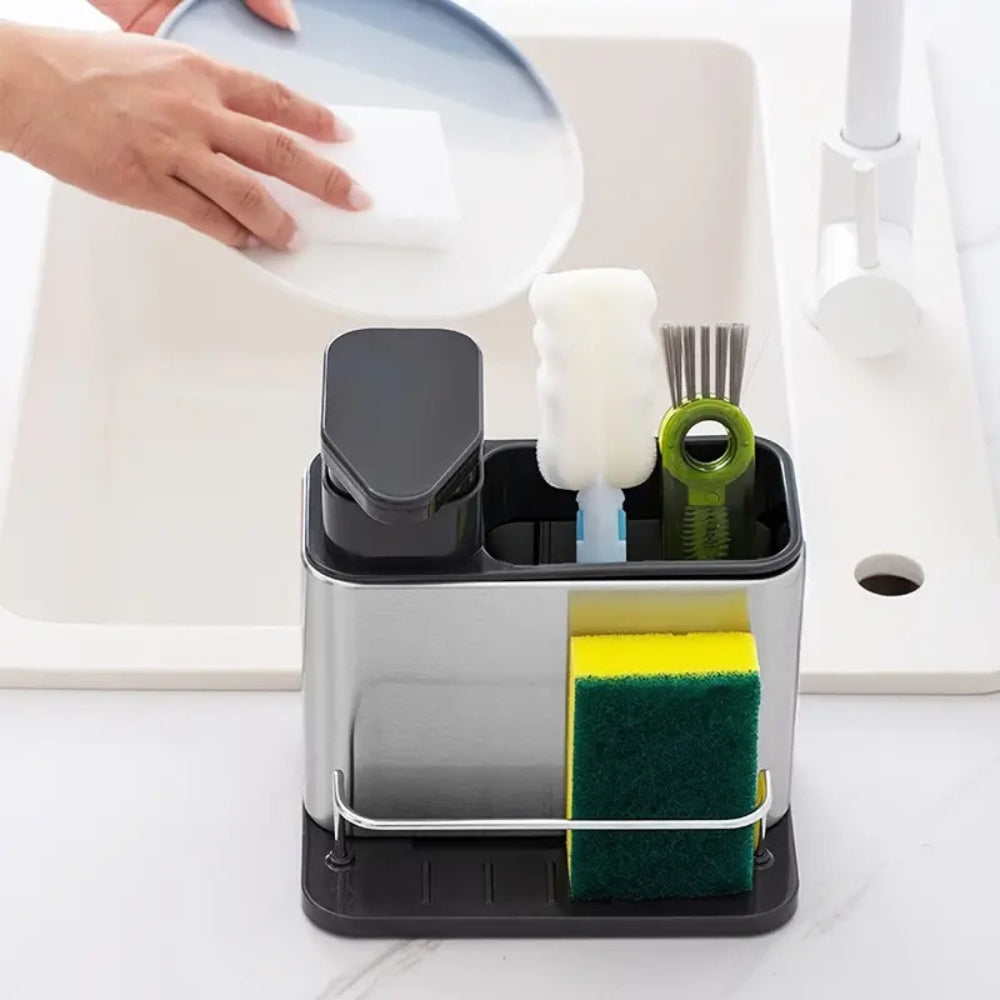 Viskana Stainless Steel Dish Soap Dispenser & Utensil Rack