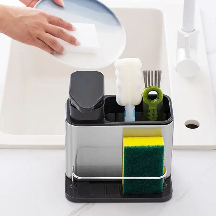 Viskana Stainless Steel Dish Soap Dispenser & Utensil Rack