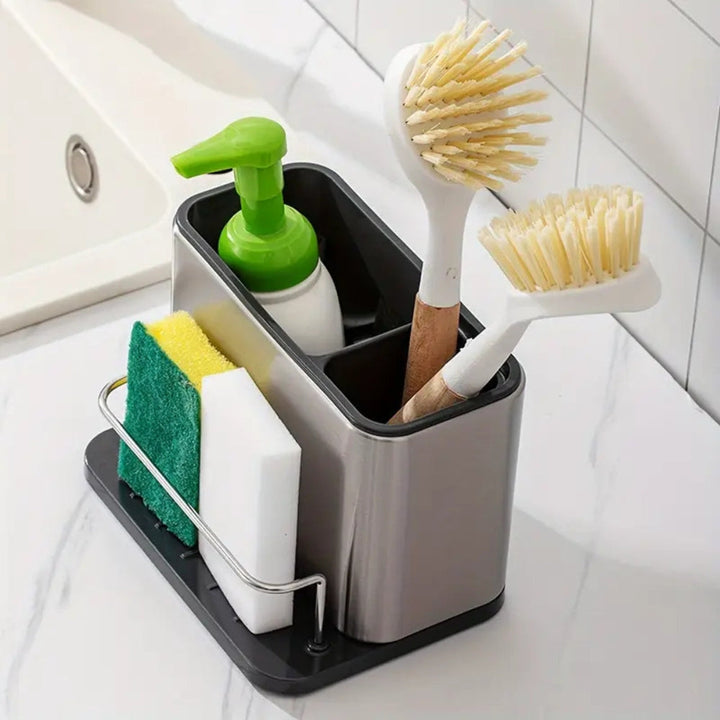 Viskana Stainless Steel Dish Soap Dispenser & Utensil Rack