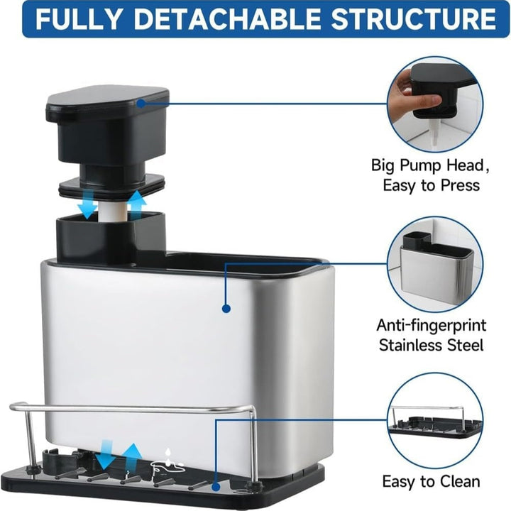 Viskana Stainless Steel Dish Soap Dispenser & Utensil Rack