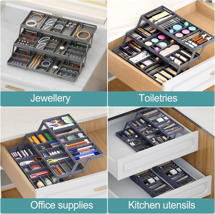 Viskana Adjustable Multilevel Drawer Organizer for Effortless Storage