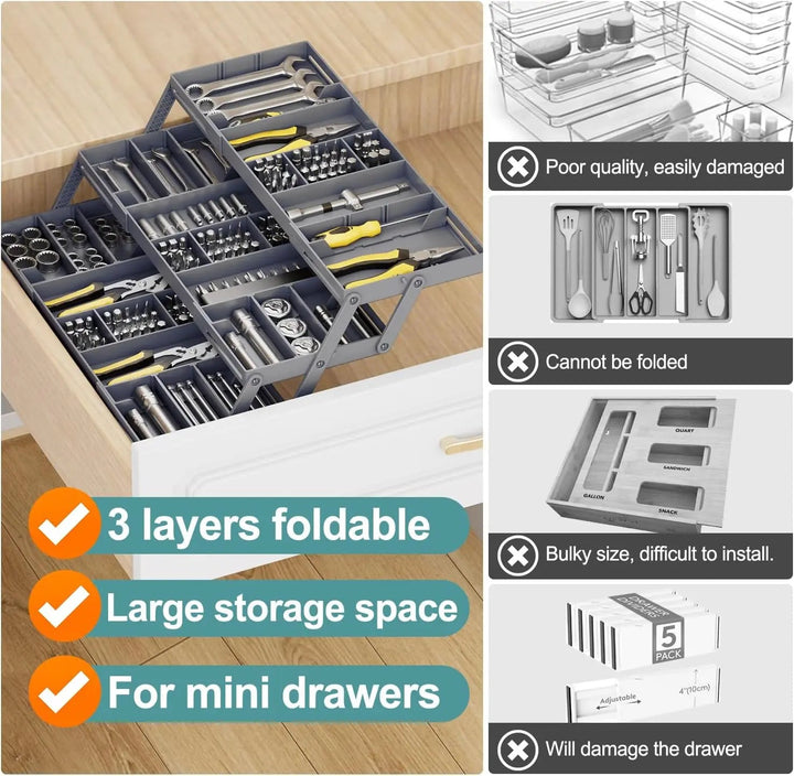 Viskana Adjustable Multilevel Drawer Organizer for Effortless Storage