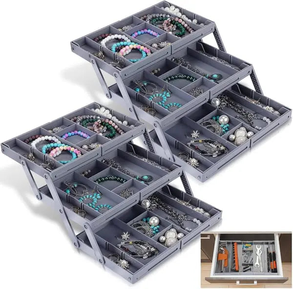 Viskana Adjustable Multilevel Drawer Organizer for Effortless Storage
