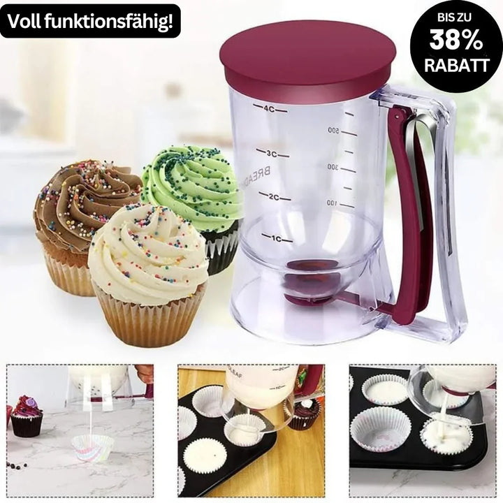 Viskana Dough dispenser with measuring scale and spout for muffins and cakes