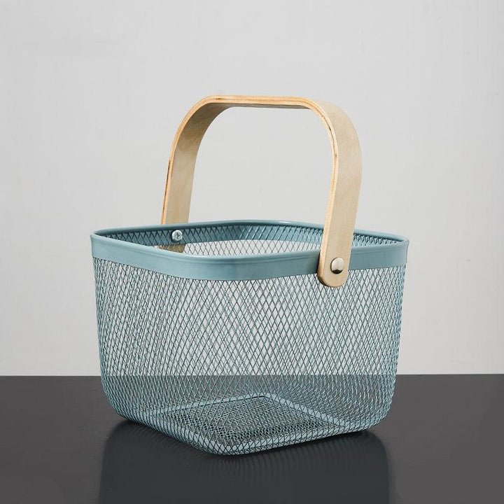 Viskana Iron Art Fruit Basket with Bamboo Handle