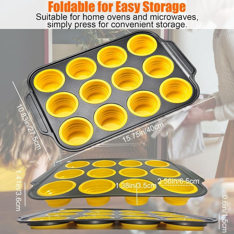 Viskana Press-Release Silicone Muffin Pan with Sturdy Metal Frame